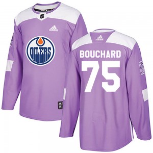 Evan Bouchard Edmonton Oilers Youth Adidas Authentic Purple ized Fights Cancer Practice Jersey