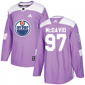 Connor McDavid Edmonton Oilers Youth Adidas Authentic Purple Fights Cancer Practice Jersey