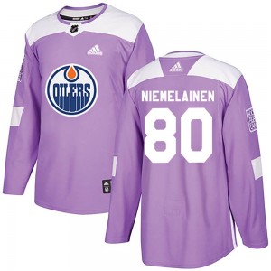 Markus Niemelainen Edmonton Oilers Youth Adidas Authentic Purple Fights Cancer Practice Jersey
