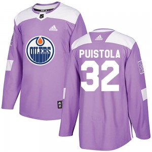 Patrik Puistola Edmonton Oilers Youth Adidas Authentic Purple Fights Cancer Practice Jersey