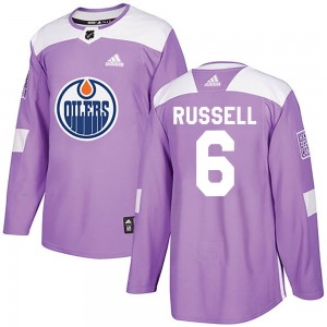 Kris Russell Edmonton Oilers Youth Adidas Authentic Purple Fights Cancer Practice Jersey