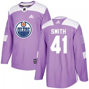 Mike Smith Edmonton Oilers Youth Adidas Authentic Purple Fights Cancer Practice Jersey