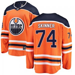 Stuart Skinner Edmonton Oilers Youth Fanatics Branded Orange Breakaway Home Jersey