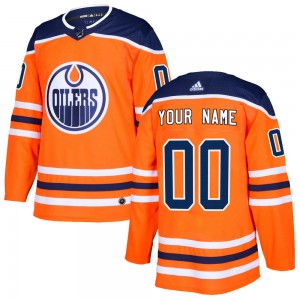 Custom Edmonton Oilers Men's Adidas Authentic Orange r Home Jersey