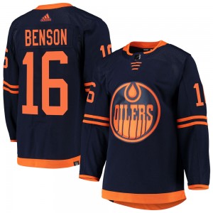Tyler Benson Edmonton Oilers Men's Adidas Authentic Navy Alternate Primegreen Pro Jersey