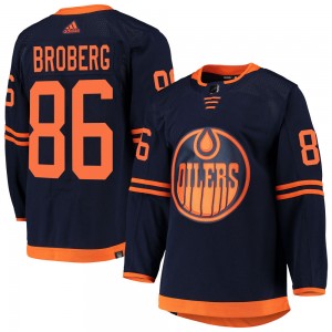 Philip Broberg Edmonton Oilers Men's Adidas Authentic Navy Alternate Primegreen Pro Jersey