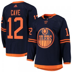 Colby Cave Edmonton Oilers Men's Adidas Authentic Navy Alternate Primegreen Pro Jersey