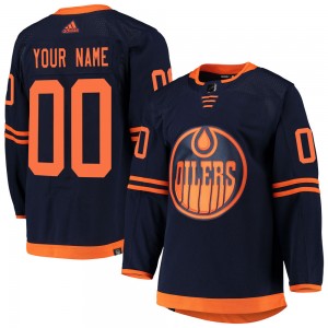 Custom Edmonton Oilers Men's Adidas Authentic Navy Alternate Primegreen Pro Jersey
