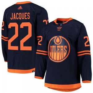 Jean-Francois Jacques Edmonton Oilers Men's Adidas Authentic Navy Alternate Primegreen Pro Jersey