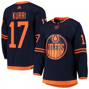 Jari Kurri Edmonton Oilers Men's Adidas Authentic Navy Alternate Primegreen Pro Jersey