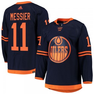 Mark Messier Edmonton Oilers Men's Adidas Authentic Navy Alternate Primegreen Pro Jersey