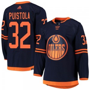 Patrik Puistola Edmonton Oilers Men's Adidas Authentic Navy Alternate Primegreen Pro Jersey