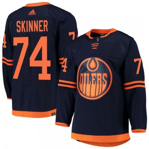 Stuart Skinner Edmonton Oilers Men's Adidas Authentic Navy Alternate Primegreen Pro Jersey