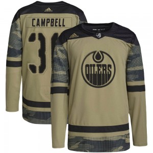 Jack Campbell Edmonton Oilers Men's Adidas Authentic Camo Military Appreciation Practice Jersey