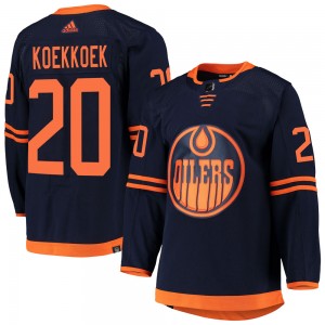 Slater Koekkoek Edmonton Oilers Youth Adidas Authentic Navy Alternate Primegreen Pro Jersey