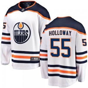 Dylan Holloway Edmonton Oilers Youth Fanatics Branded White Breakaway Away Jersey