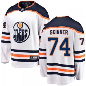 Stuart Skinner Edmonton Oilers Youth Fanatics Branded White Breakaway Away Jersey