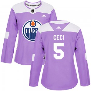 Cody Ceci Edmonton Oilers Women's Adidas Authentic Purple Fights Cancer Practice Jersey