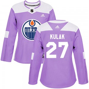 Brett Kulak Edmonton Oilers Women's Adidas Authentic Purple Fights Cancer Practice Jersey