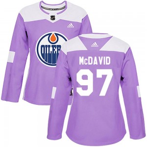 Connor McDavid Edmonton Oilers Women's Adidas Authentic Purple Fights Cancer Practice Jersey