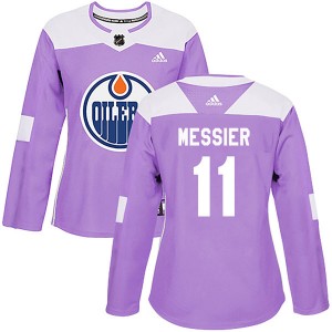 Mark Messier Edmonton Oilers Women's Adidas Authentic Purple Fights Cancer Practice Jersey