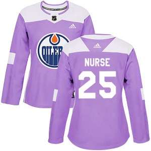 Darnell Nurse Edmonton Oilers Women's Adidas Authentic Purple Fights Cancer Practice Jersey