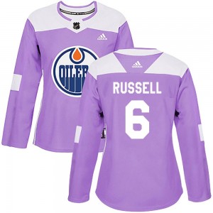 Kris Russell Edmonton Oilers Women's Adidas Authentic Purple Fights Cancer Practice Jersey