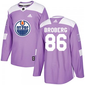 Philip Broberg Edmonton Oilers Men's Adidas Authentic Purple Fights Cancer Practice Jersey