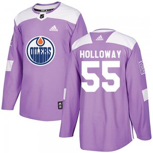 Dylan Holloway Edmonton Oilers Men's Adidas Authentic Purple Fights Cancer Practice Jersey