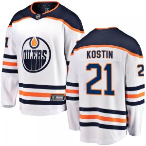 Klim Kostin Edmonton Oilers Men's Fanatics Branded White Breakaway Away Jersey