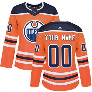 Custom Edmonton Oilers Women's Adidas Authentic Orange r Home Jersey