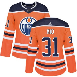 Eddie Mio Edmonton Oilers Women's Adidas Authentic Orange r Home Jersey