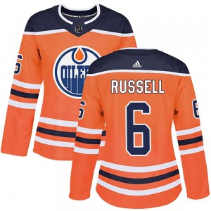 Kris Russell Edmonton Oilers Women's Adidas Authentic Orange r Home Jersey