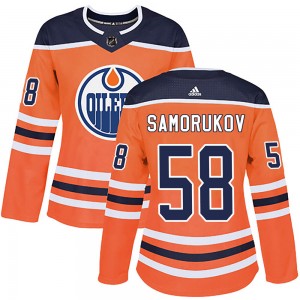 Dmitri Samorukov Edmonton Oilers Women's Adidas Authentic Orange r Home Jersey
