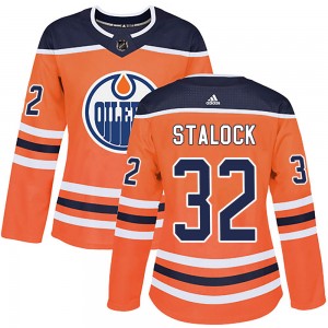 Alex Stalock Edmonton Oilers Women's Adidas Authentic Orange r Home Jersey