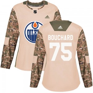 Evan Bouchard Edmonton Oilers Women's Adidas Authentic Camo ized Veterans Day Practice Jersey