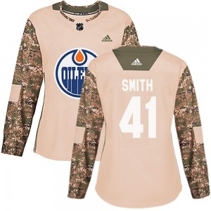 Mike Smith Edmonton Oilers Women's Adidas Authentic Camo Veterans Day Practice Jersey