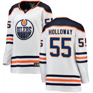 Dylan Holloway Edmonton Oilers Women's Fanatics Branded White Breakaway Away Jersey
