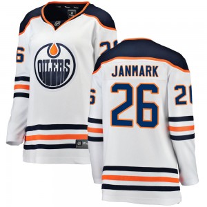 Mattias Janmark Edmonton Oilers Women's Fanatics Branded White Breakaway Away Jersey