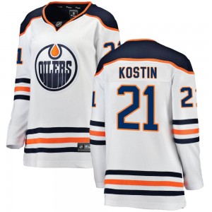 Klim Kostin Edmonton Oilers Women's Fanatics Branded White Breakaway Away Jersey