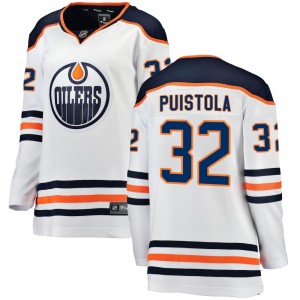 Patrik Puistola Edmonton Oilers Women's Fanatics Branded White Breakaway Away Jersey