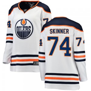 Stuart Skinner Edmonton Oilers Women's Fanatics Branded White Breakaway Away Jersey