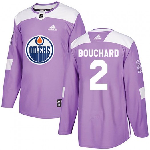 Evan Bouchard Edmonton Oilers Youth Adidas Authentic Purple Fights Cancer Practice Jersey