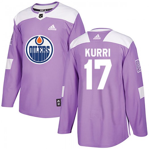 Jari Kurri Edmonton Oilers Youth Adidas Authentic Purple Fights Cancer Practice Jersey