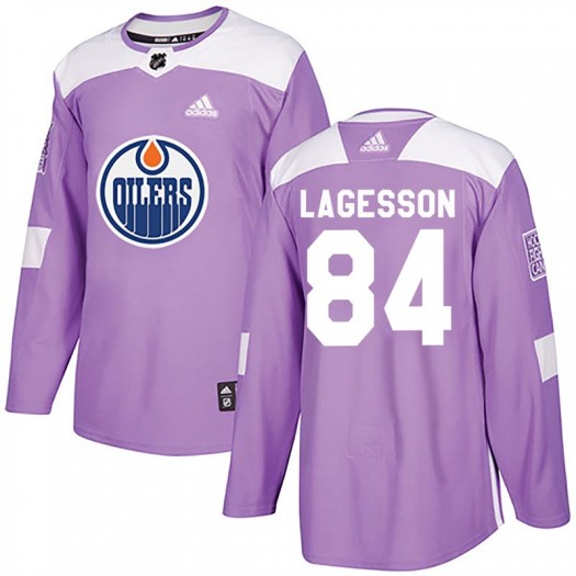 William Lagesson Edmonton Oilers Youth Adidas Authentic Purple Fights Cancer Practice Jersey