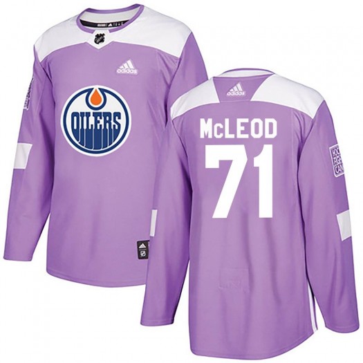 Ryan McLeod Edmonton Oilers Youth Adidas Authentic Purple Fights Cancer Practice Jersey