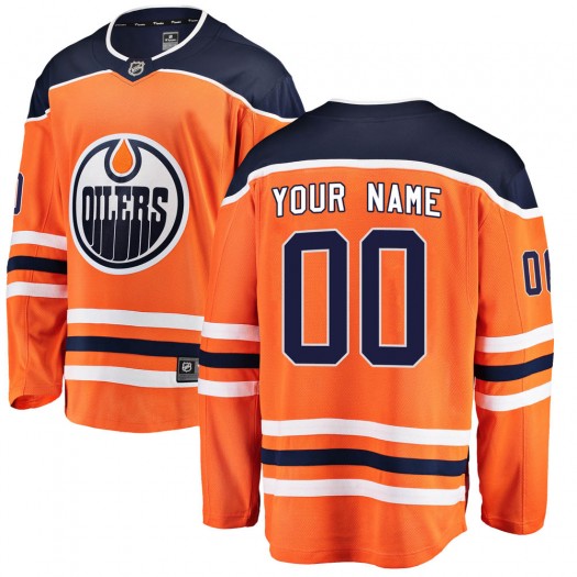 Custom Edmonton Oilers Youth Fanatics Branded Orange Breakaway Home Jersey