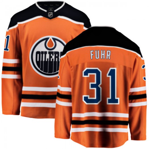 Grant Fuhr Edmonton Oilers Youth Fanatics Branded Orange Home Breakaway Jersey