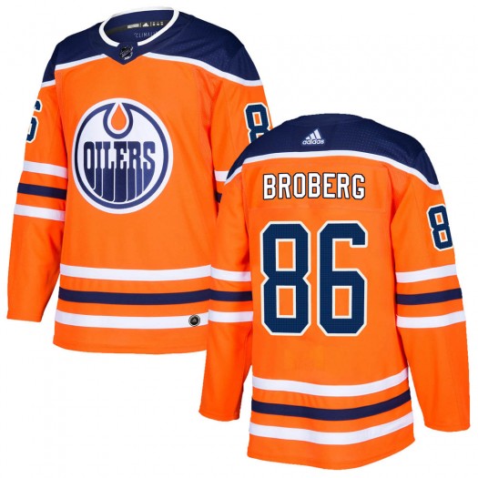 Philip Broberg Edmonton Oilers Men's Adidas Authentic Orange r Home Jersey