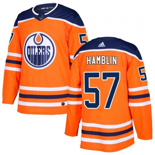 James Hamblin Edmonton Oilers Men's Adidas Authentic Orange r Home Jersey